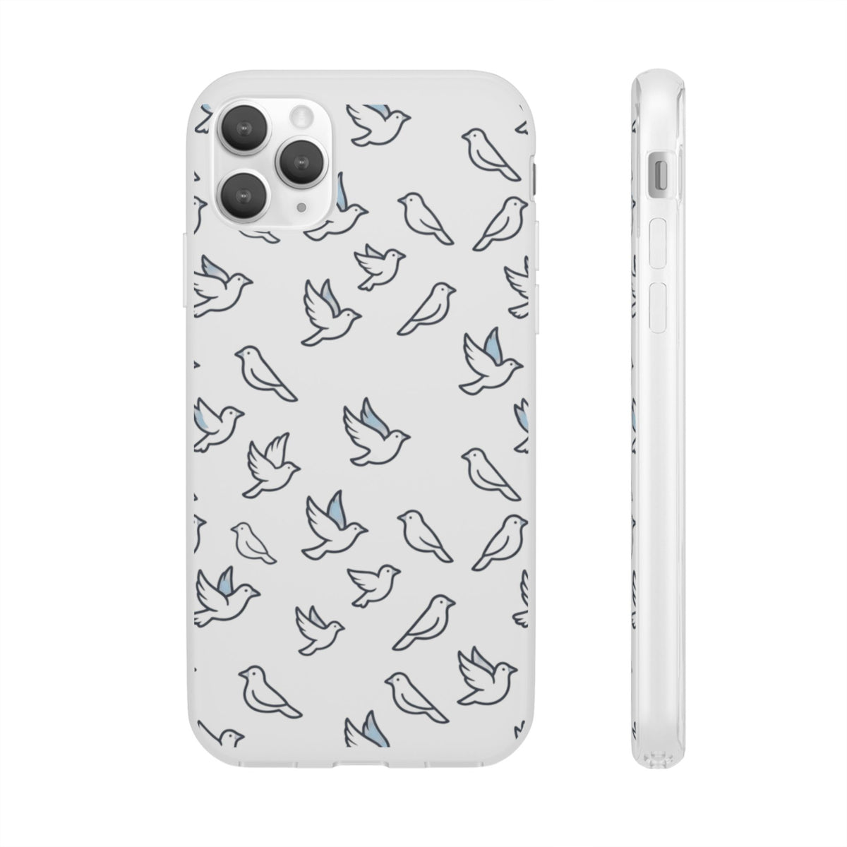 Dove Pattern Flexi Phone Case — Minimal White Bird Protective Case