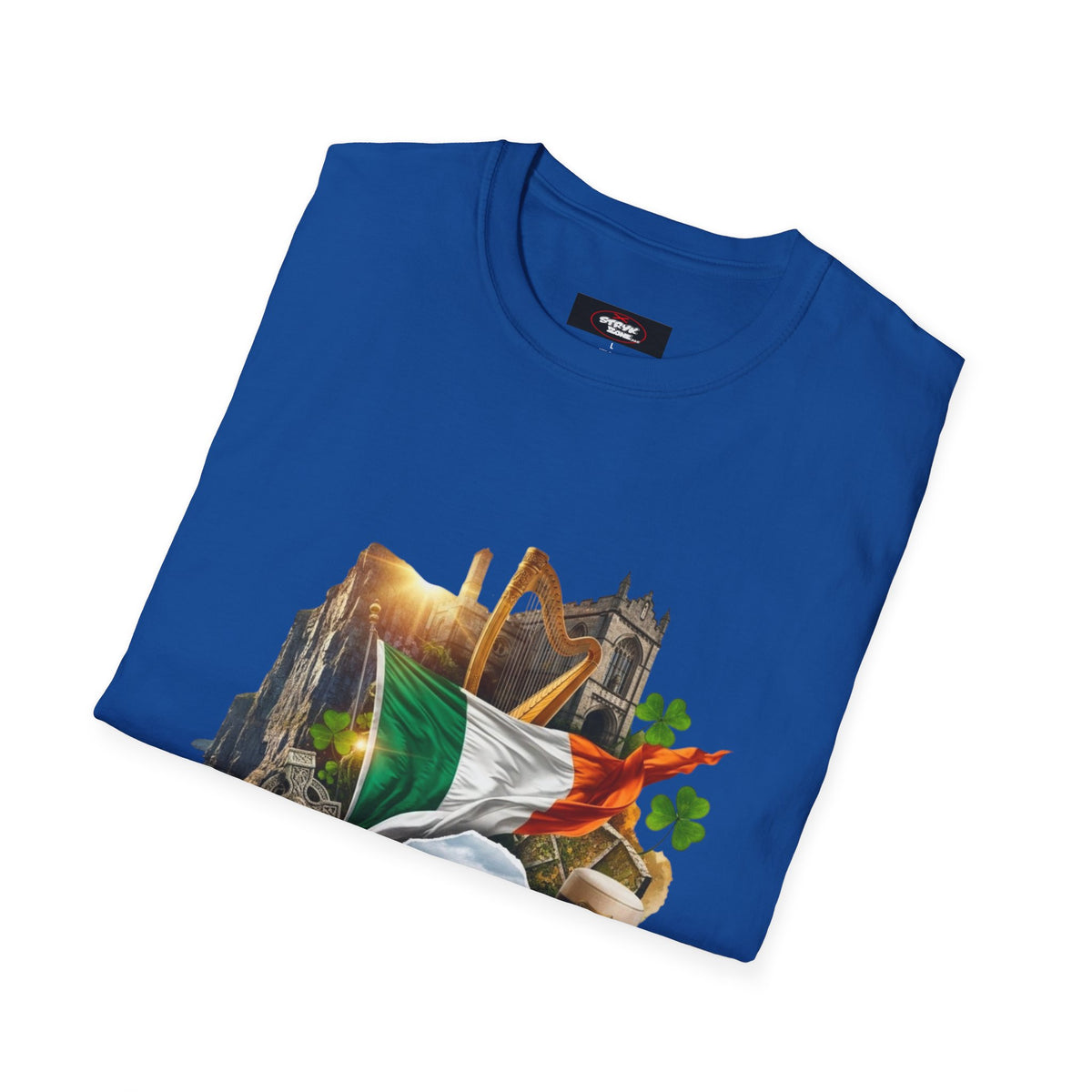 Irish Pride T-Shirt — Celtic Flag & Landmarks Design