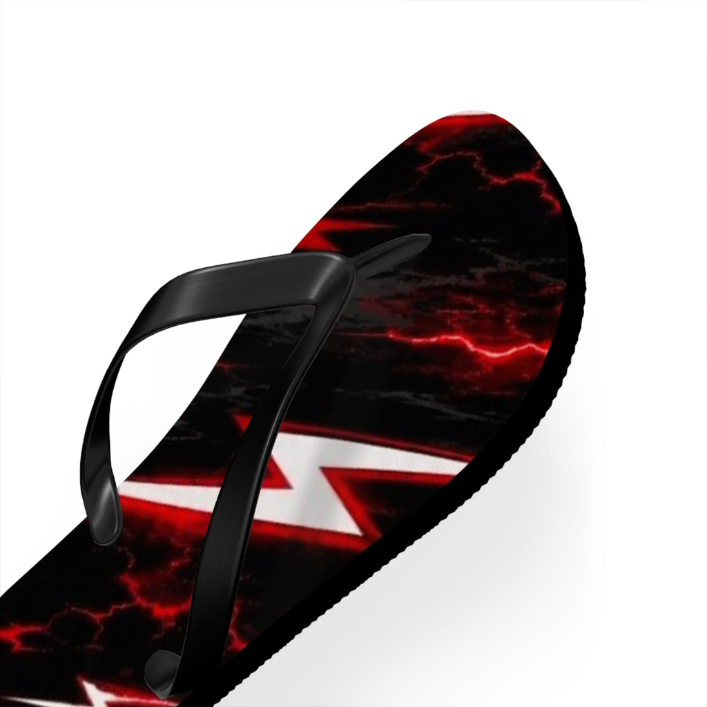 Red Lightning Flip Flops — Bold Storm-Pattern Beach Sandals