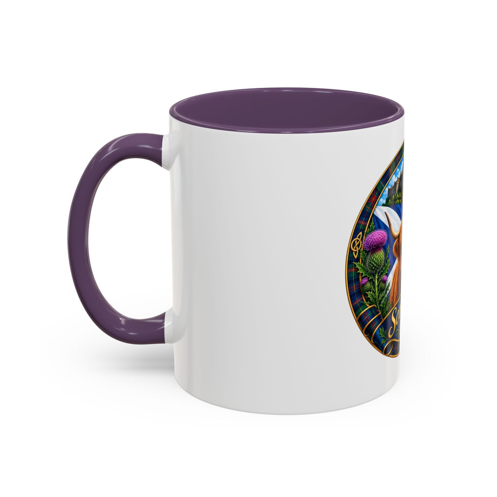 Scotland Highland Cow Accent Coffee Mug — Scottish Castle & Thistle Design