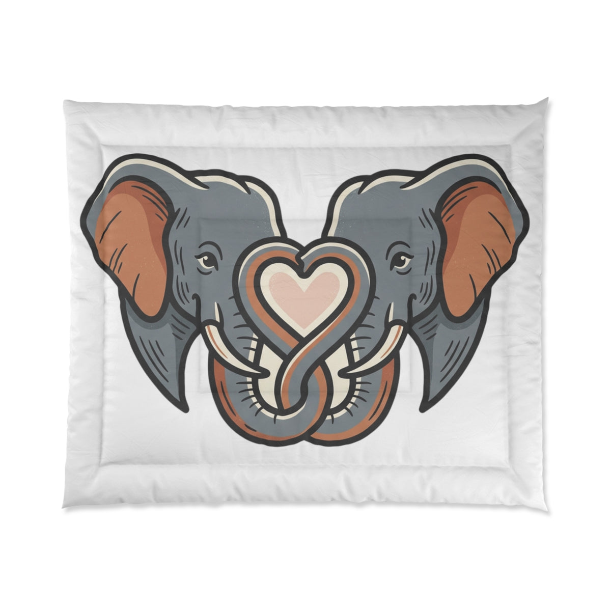 Elephant Heart Comforter - Cute Elephant Love Bedding for Kids & Animal Lovers