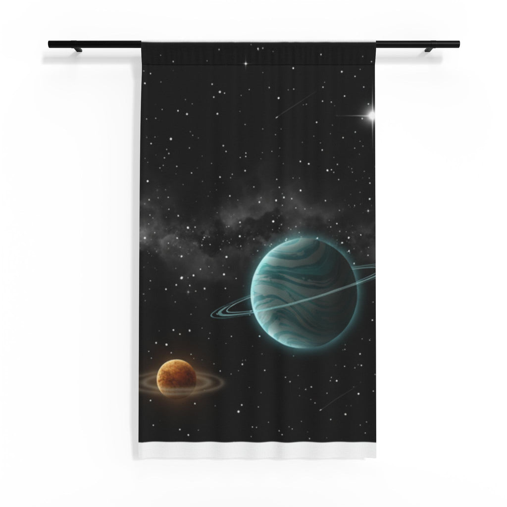 Sheer Space Curtain — Planetary Galaxy Sheer Window Panel