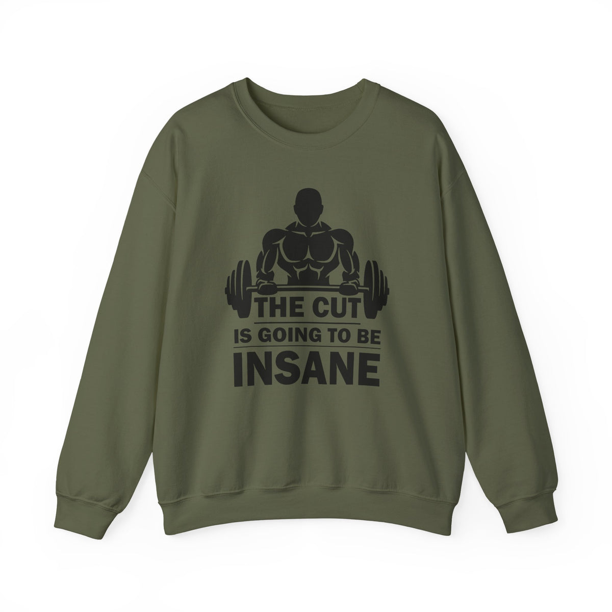 Confident Cut-Mode design on a casual crewneck sweatshirt