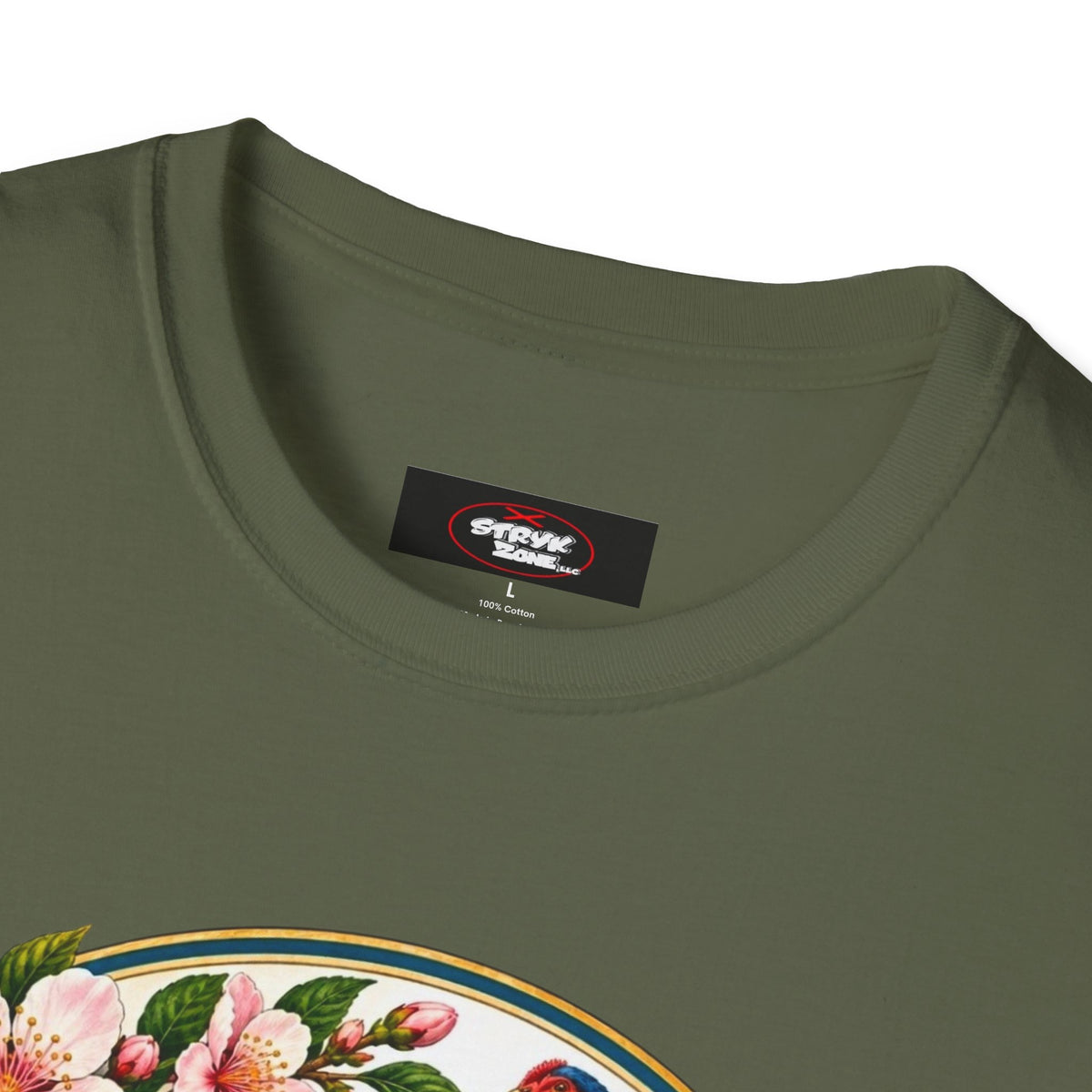 Delaware State Seal Vintage T-Shirt — Floral & Blue Hen State Emblem