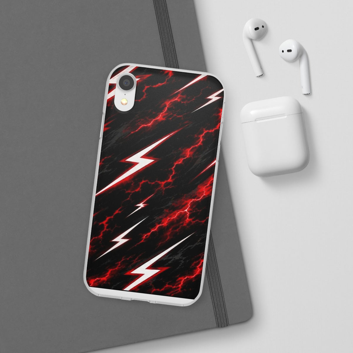 Phone Case — Red Lightning Bolt Storm Flexi Case
