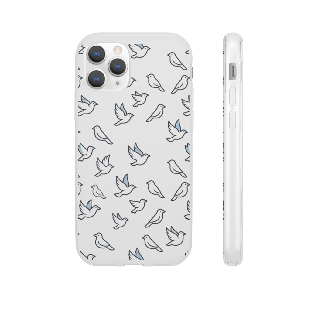 Dove Pattern Flexi Phone Case — Minimal White Bird Protective Case