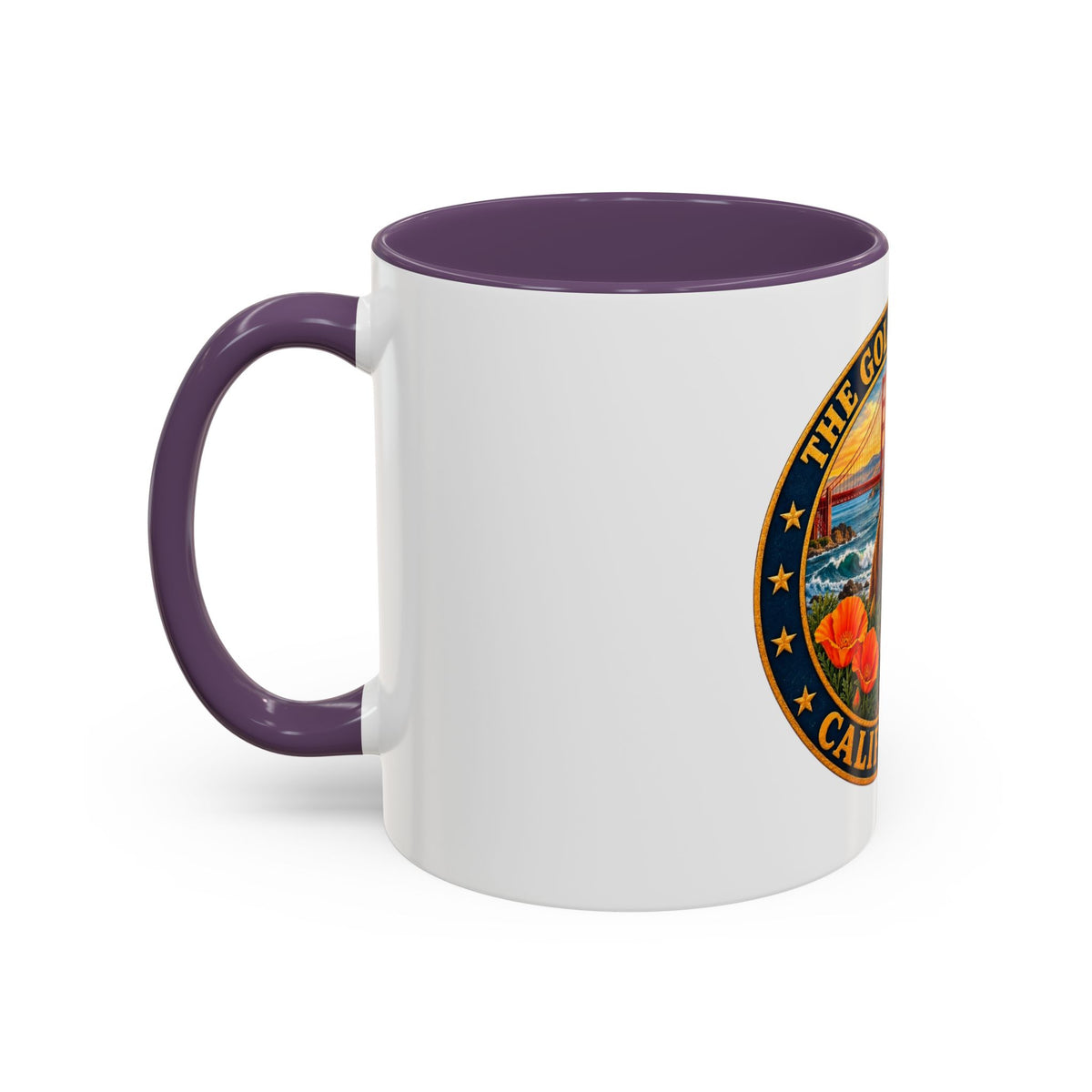 California Golden State Coffee Mug — Bear, Golden Gate & Poppies Accent Mug