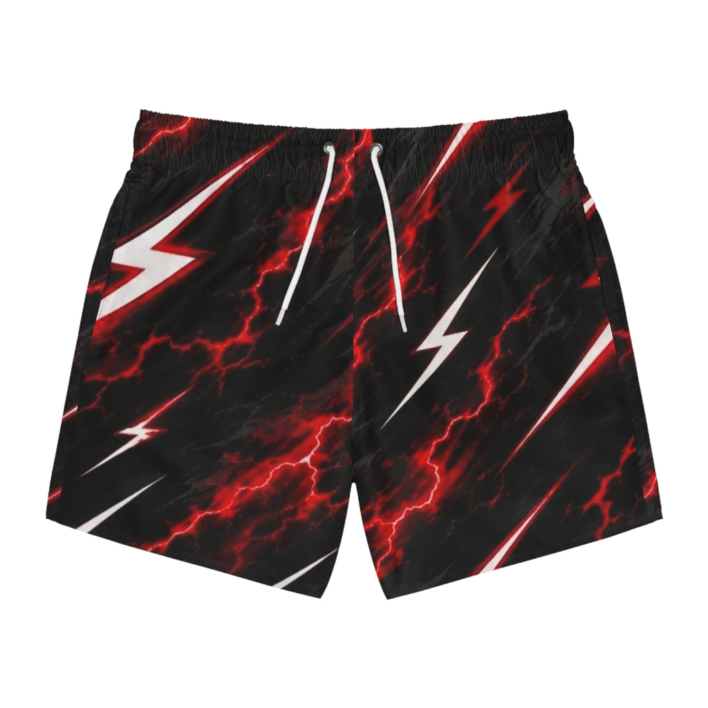 Swim Trunks - Red Lightning Bolt All-Over Print