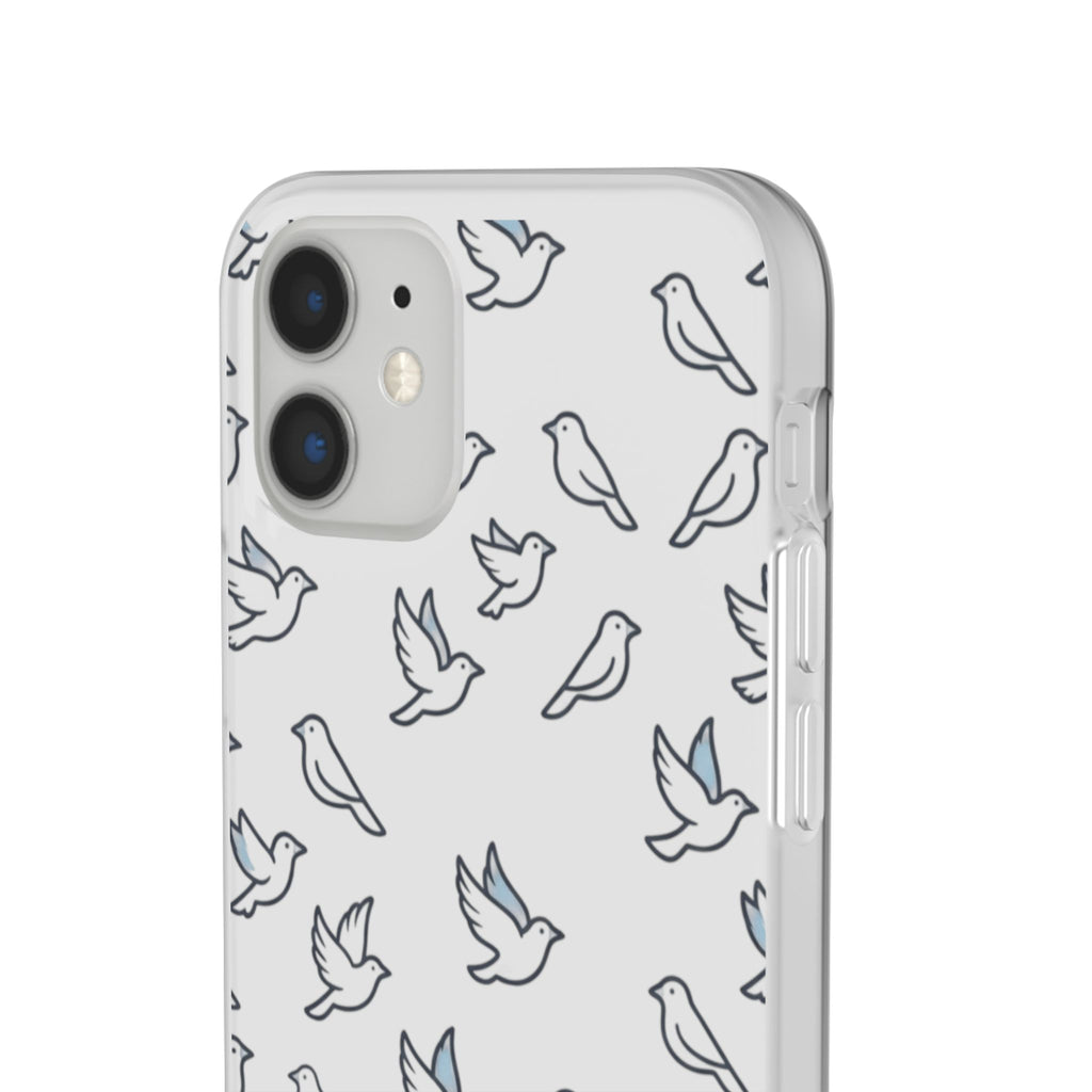 Dove Pattern Flexi Phone Case — Minimal White Bird Protective Case