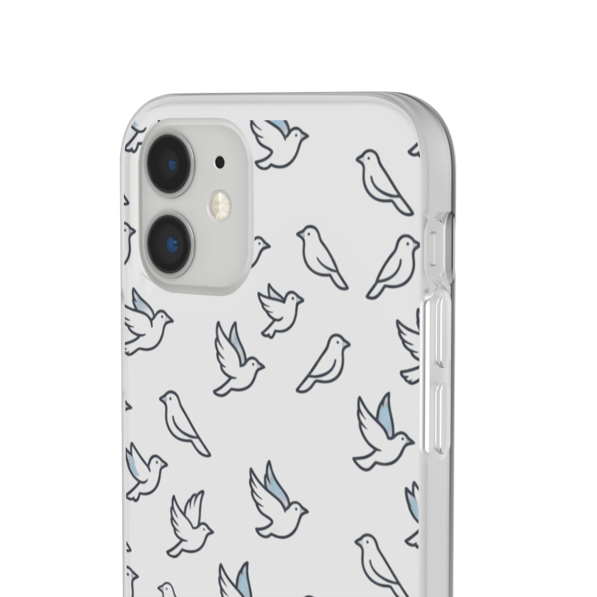 Dove Pattern Flexi Phone Case — Minimal White Bird Protective Case