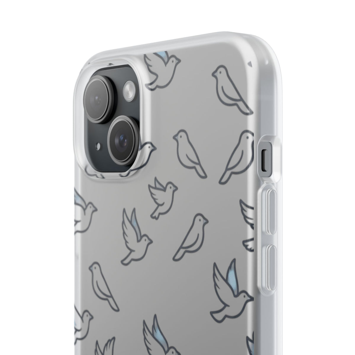 Dove Pattern Flexi Phone Case — Minimal White Bird Protective Case