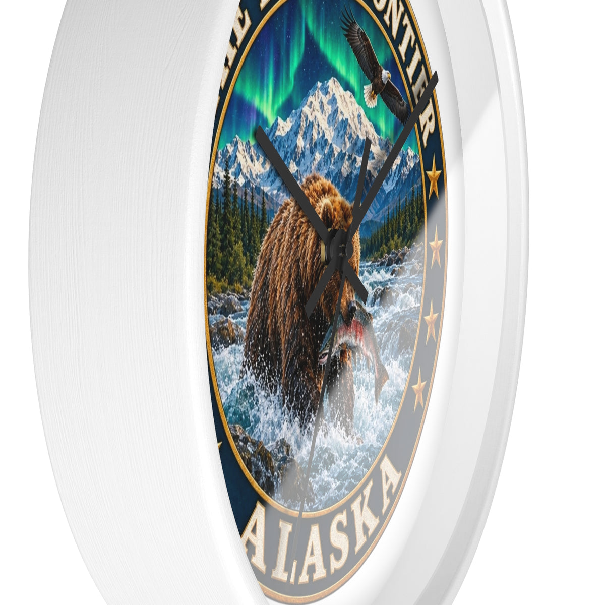 Alaska 'The Last Frontier' Bear Salmon Wall Clock