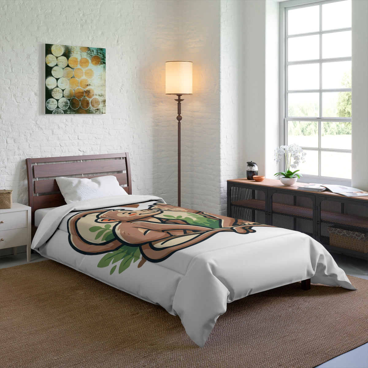 Monkey Love Comforter - Cute Cartoon Monkeys Heart Bedding for Kids & Couples