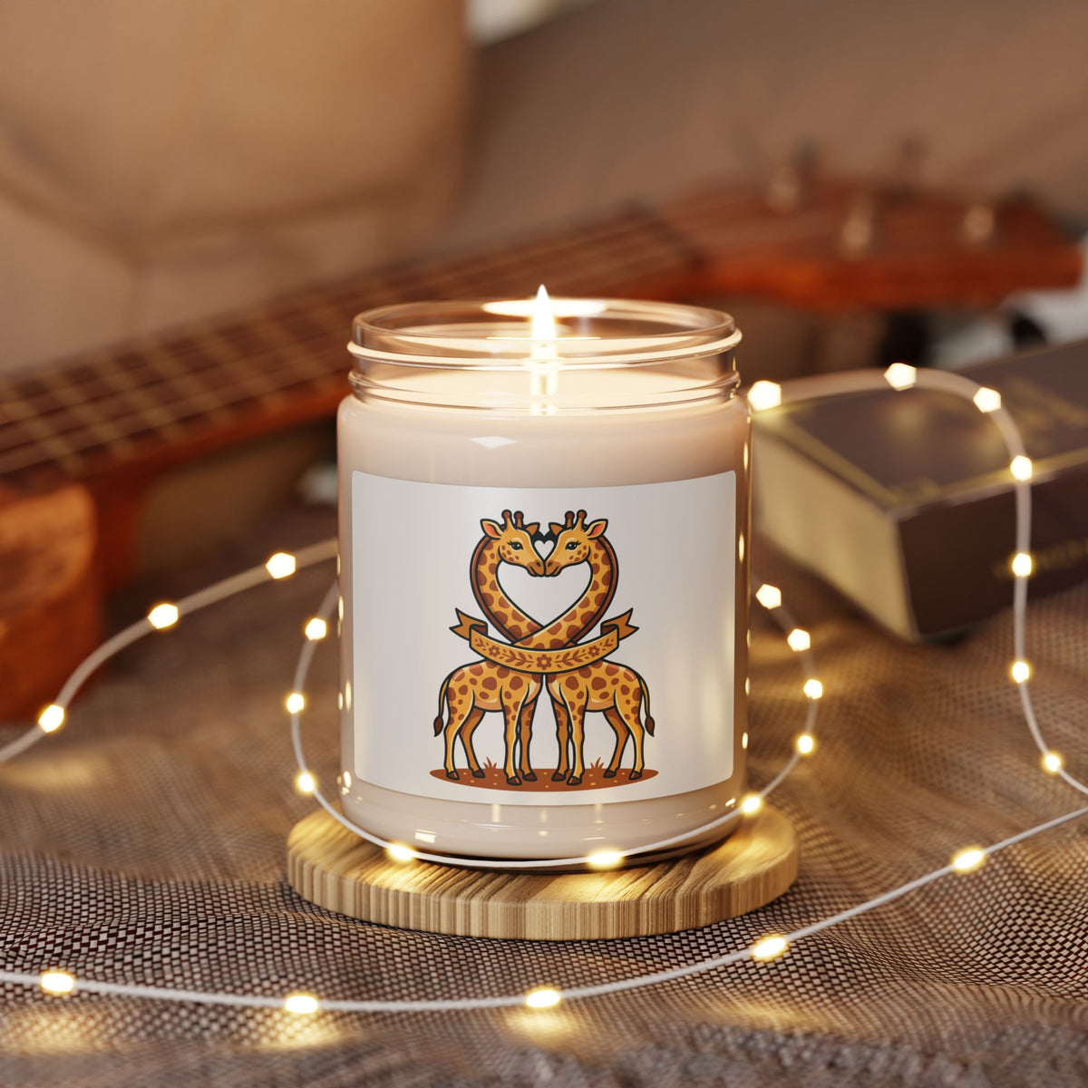 9oz Scented Soy Candle — Giraffe Love Illustration (Heart Neck)