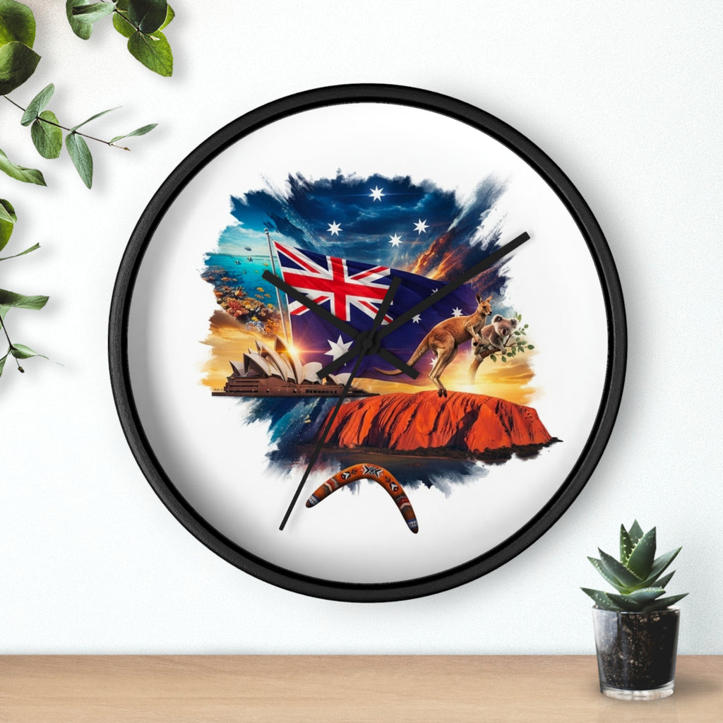 Australian Landscape Wall Clock — Flag, Uluru & Opera House Decor