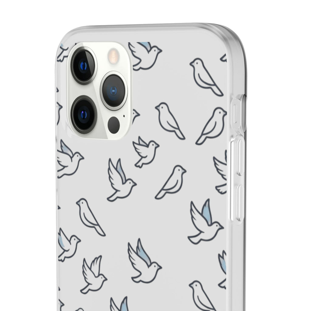 Dove Pattern Flexi Phone Case — Minimal White Bird Protective Case