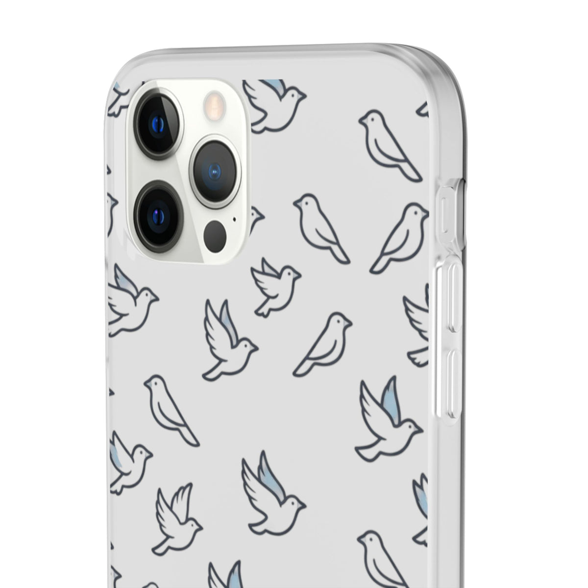 Dove Pattern Flexi Phone Case — Minimal White Bird Protective Case