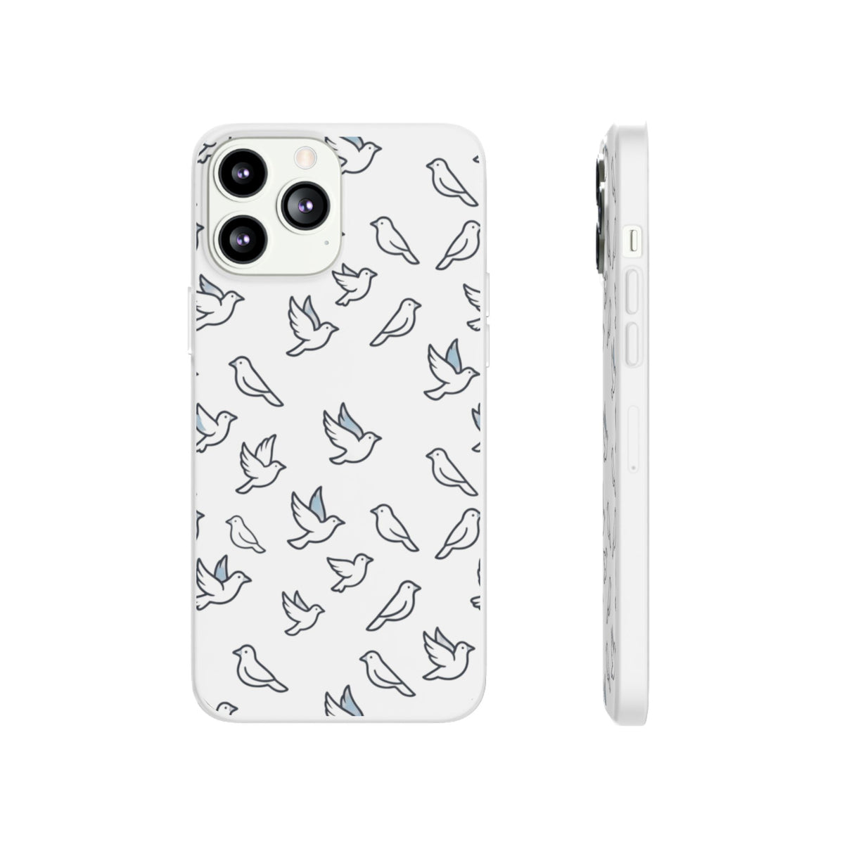 Dove Pattern Flexi Phone Case — Minimal White Bird Protective Case