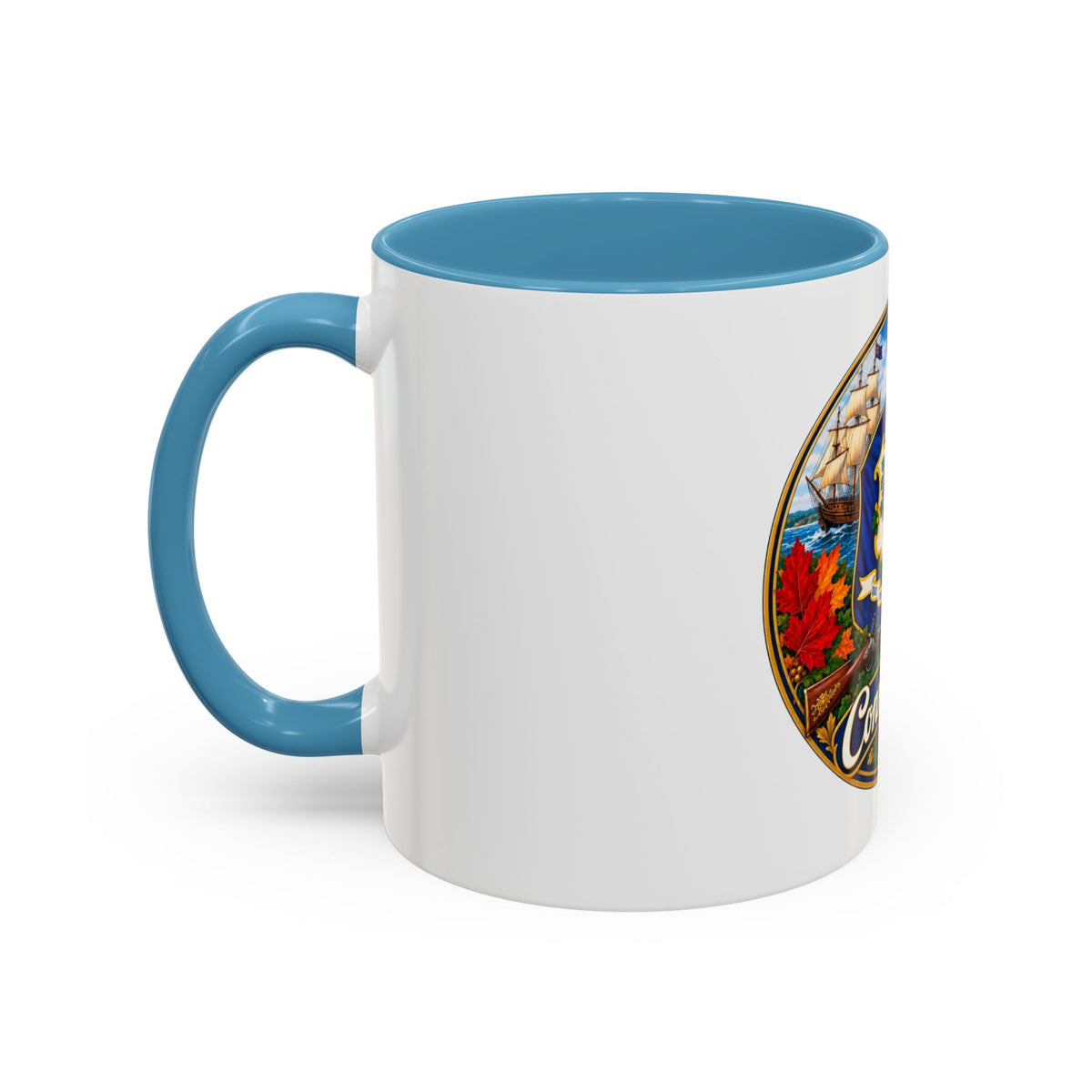 Connecticut State Crest Accent Coffee Mug — Scenic State Seal Design (11/15 oz)