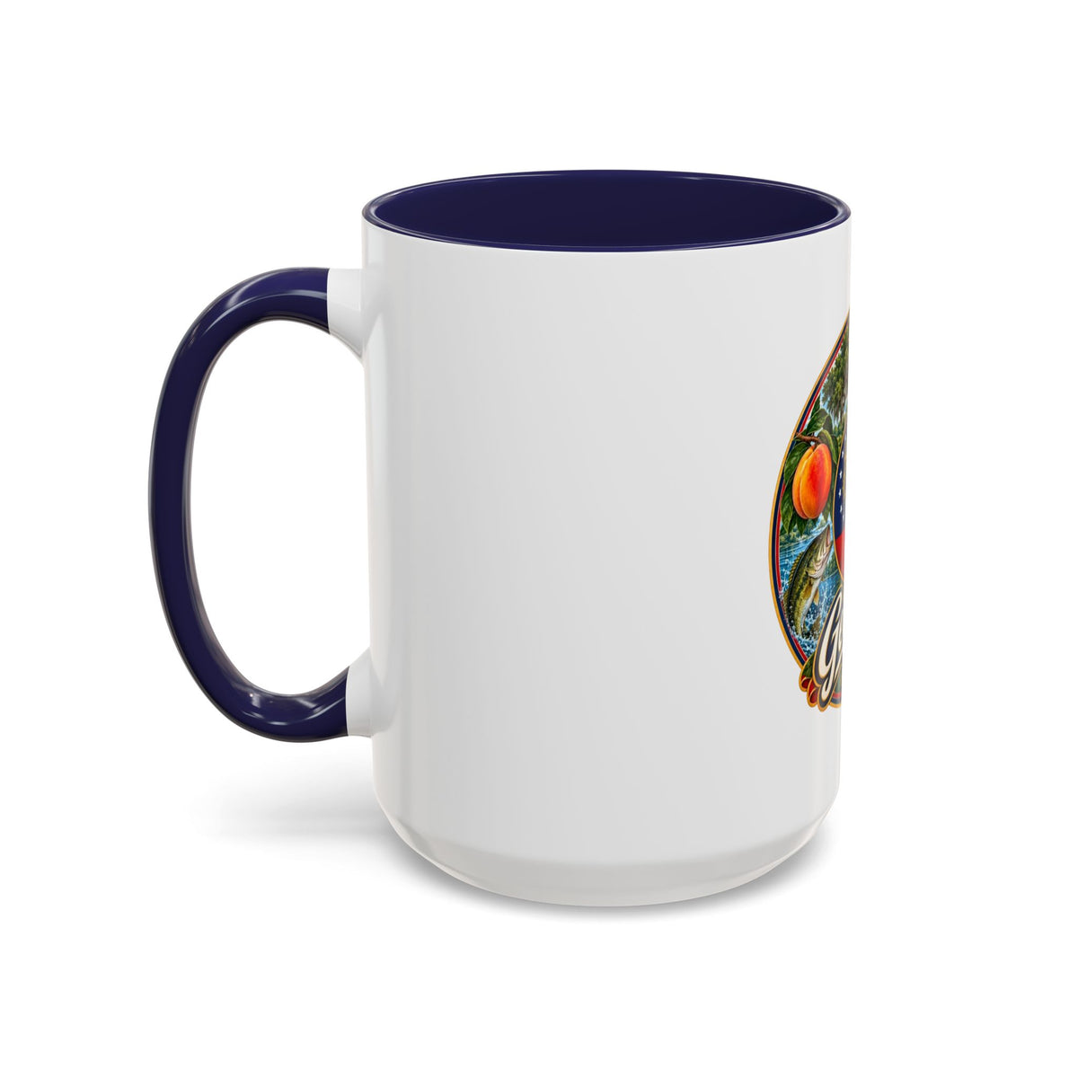 Georgia State Emblem Coffee Mug – Peach, Magnolia & Outdoors Souvenir (11/15oz)