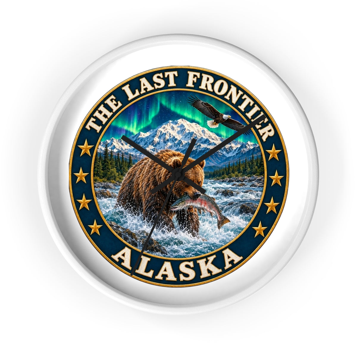Alaska 'The Last Frontier' Bear Salmon Wall Clock