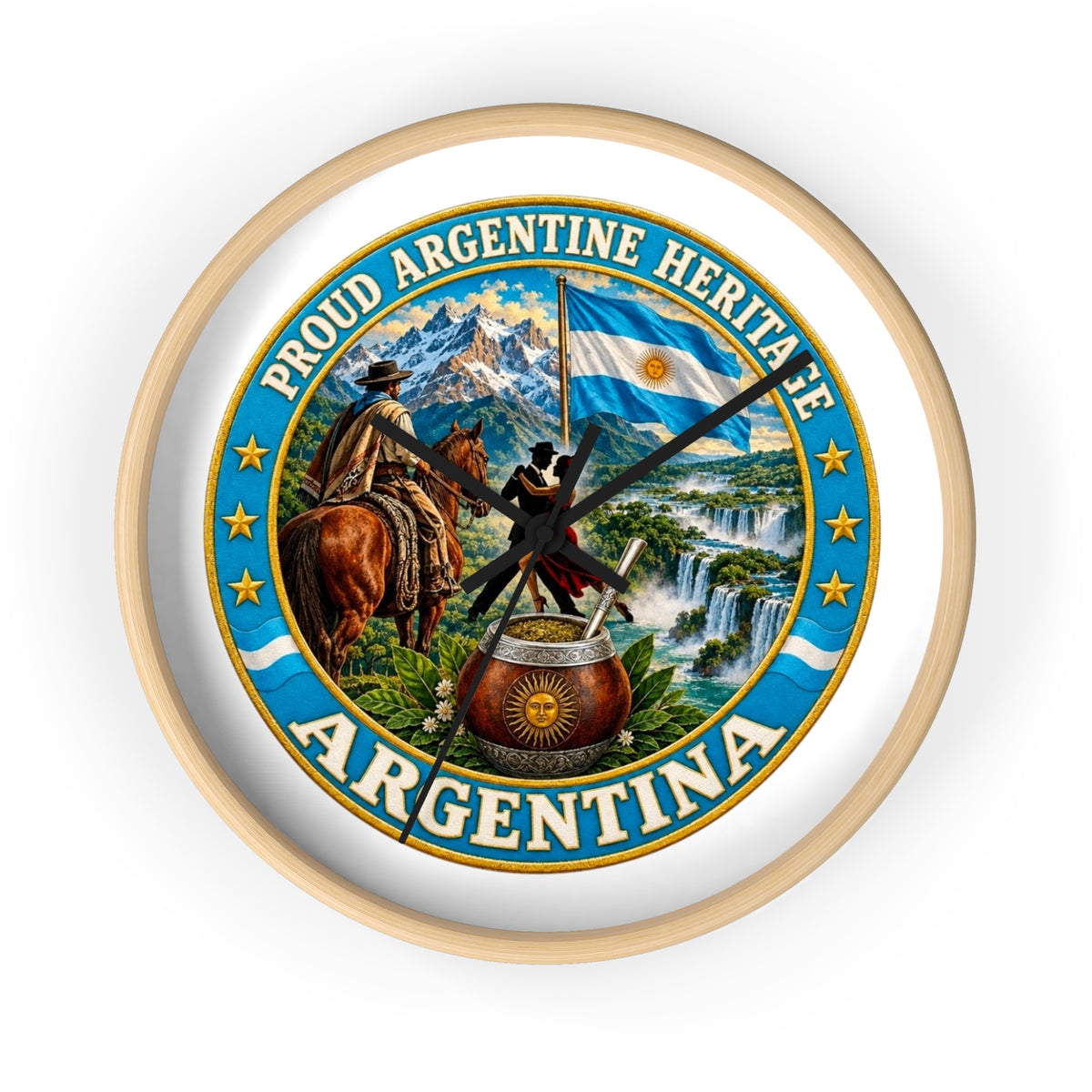 Argentina Heritage Wall Clock – "Proud Argentine Heritage" Patriotic Home Decor