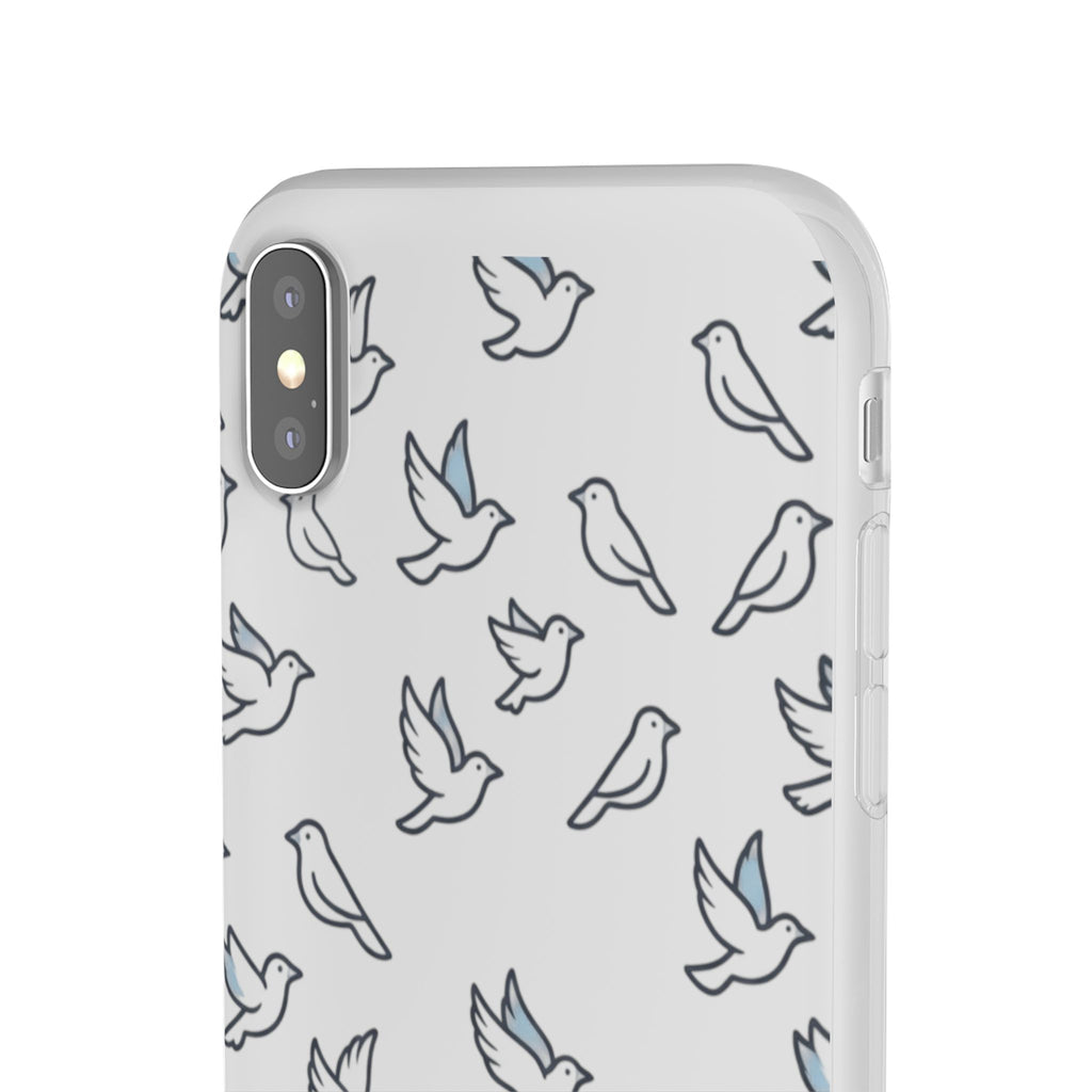 Dove Pattern Flexi Phone Case — Minimal White Bird Protective Case