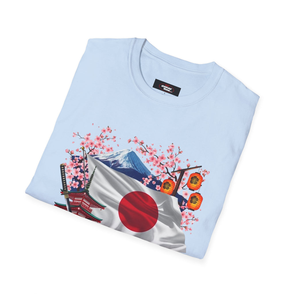 Japan Flag Scenic T-Shirt — Mount Fuji, Cherry Blossoms & Traditional Icons