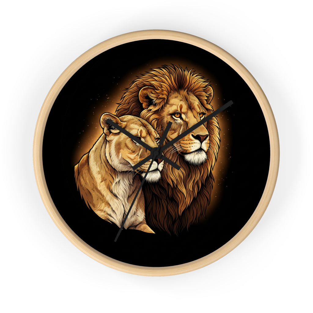 Lion Couple Wall Clock — Majestic Lion & Lioness Decorative Clock