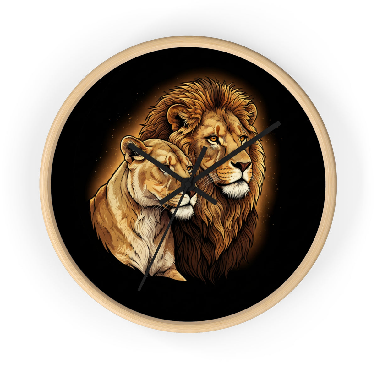 Lion Couple Wall Clock — Majestic Lion & Lioness Decorative Clock