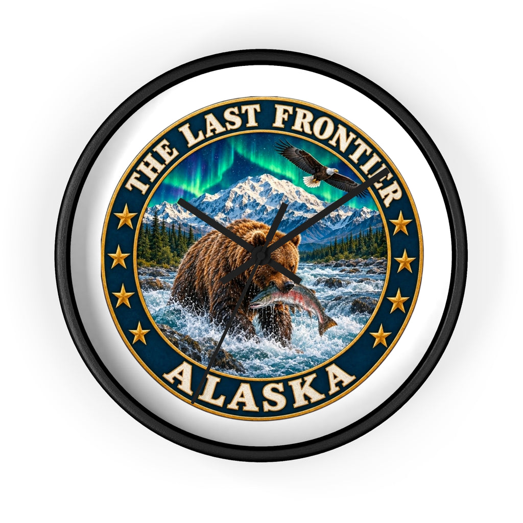 Alaska 'The Last Frontier' Bear Salmon Wall Clock