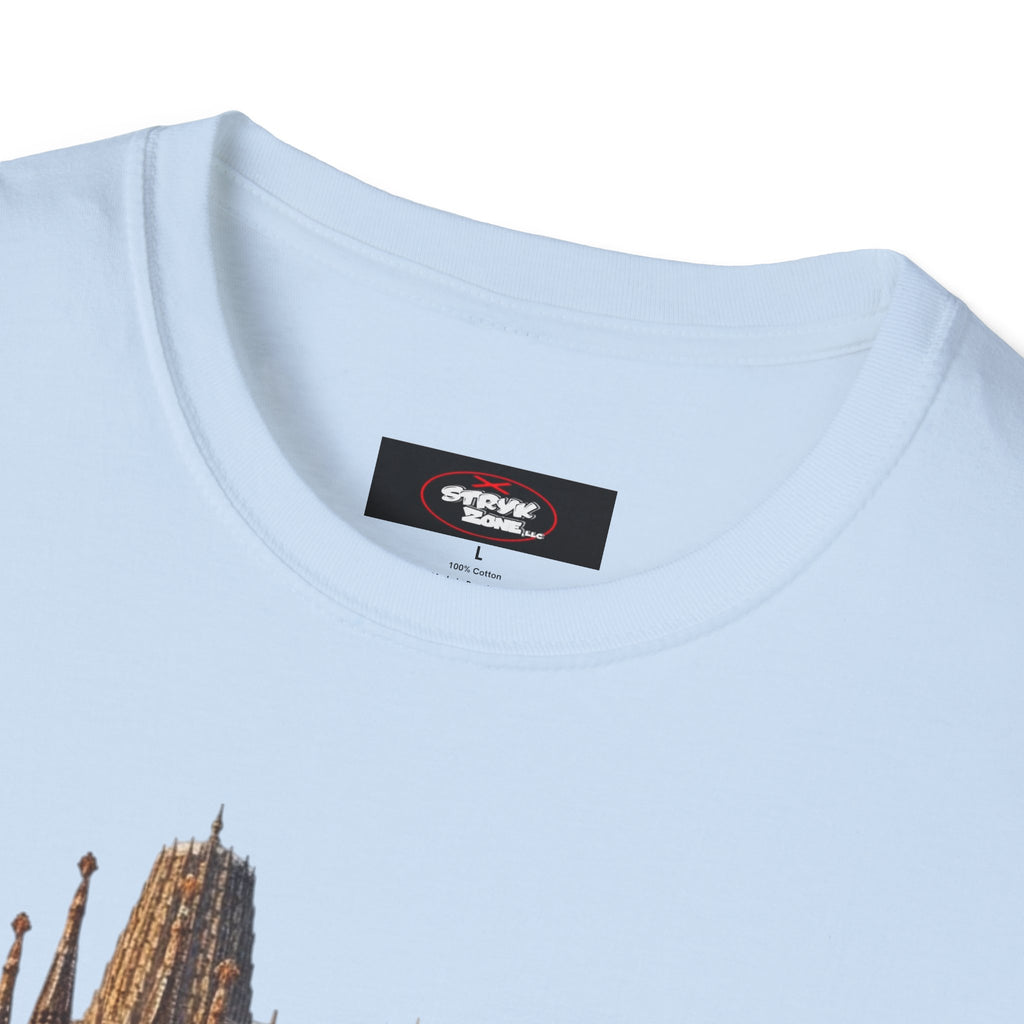 Spain Travel Collage T-Shirt — Paella, Guitar & Spanish Flag Graphic Tee