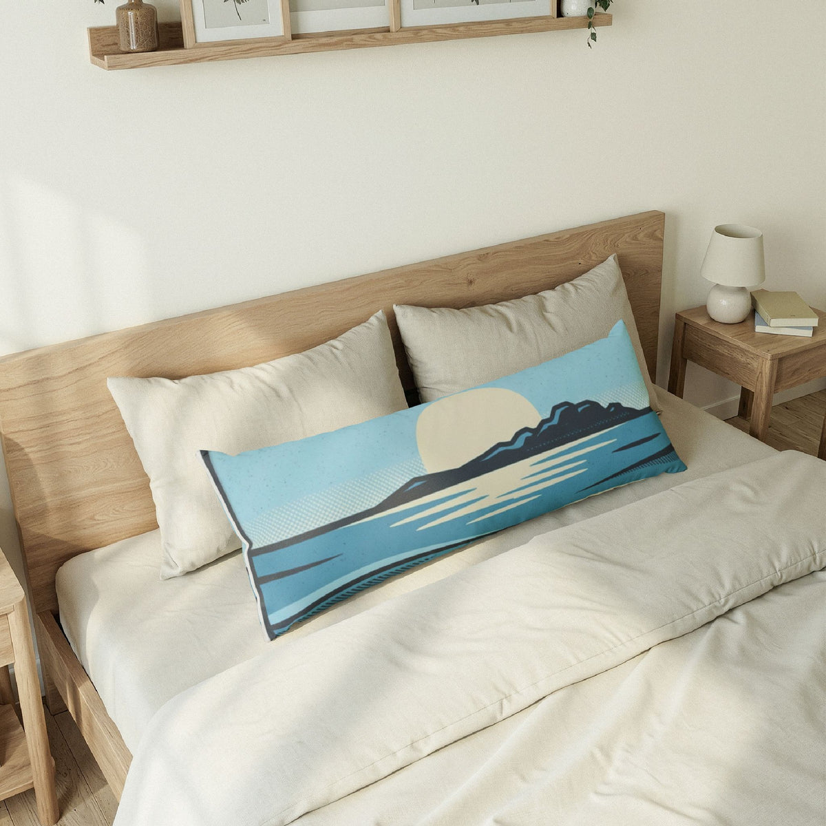 Body Pillow — Tranquil Seascape Moonrise Lumbar Pillow