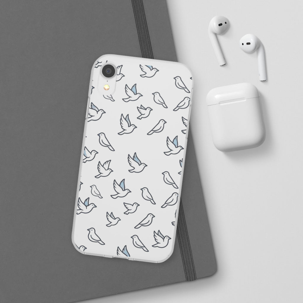 Dove Pattern Flexi Phone Case — Minimal White Bird Protective Case