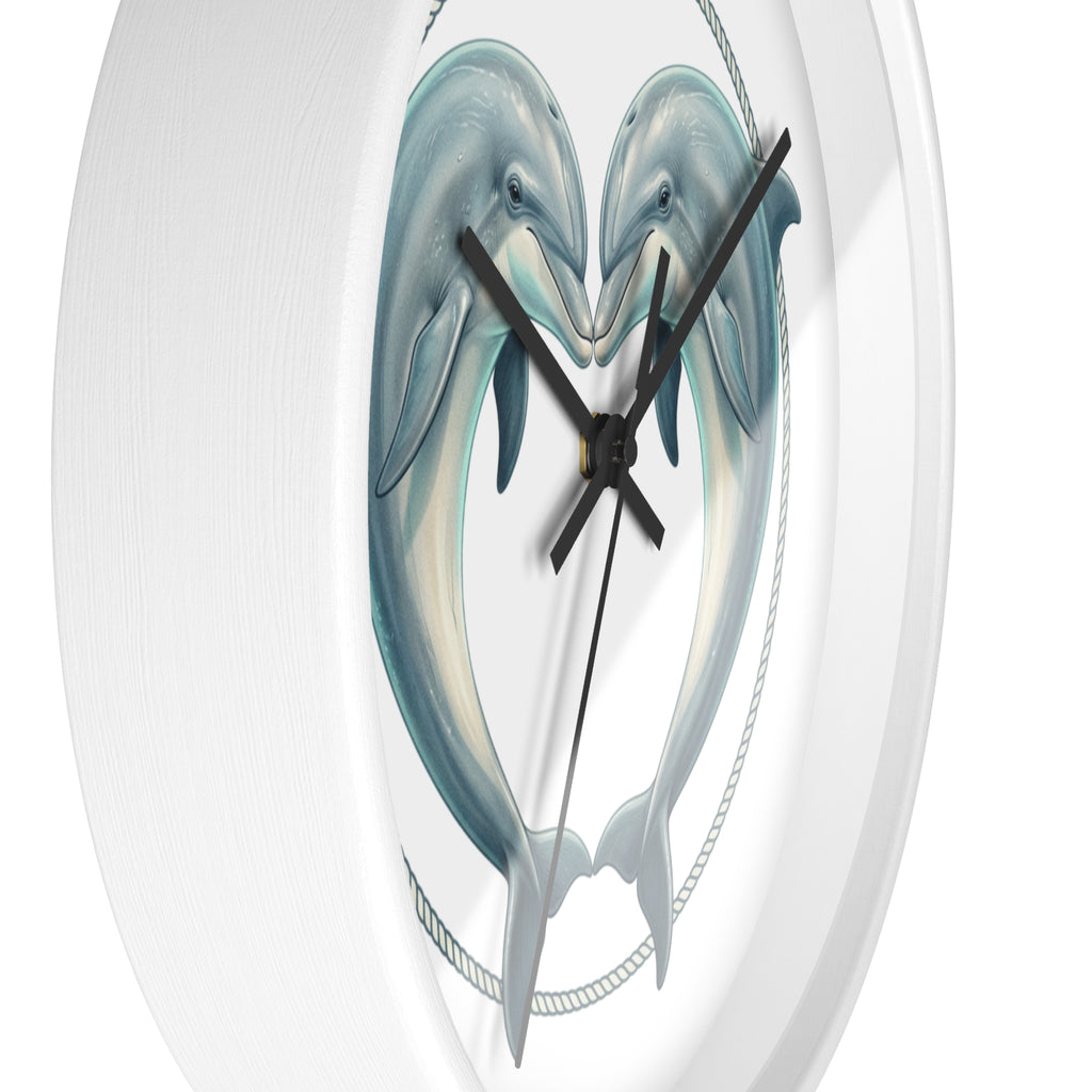 Dolphin Heart Wall Clock — Nautical Coastal Decor for Beach Lovers