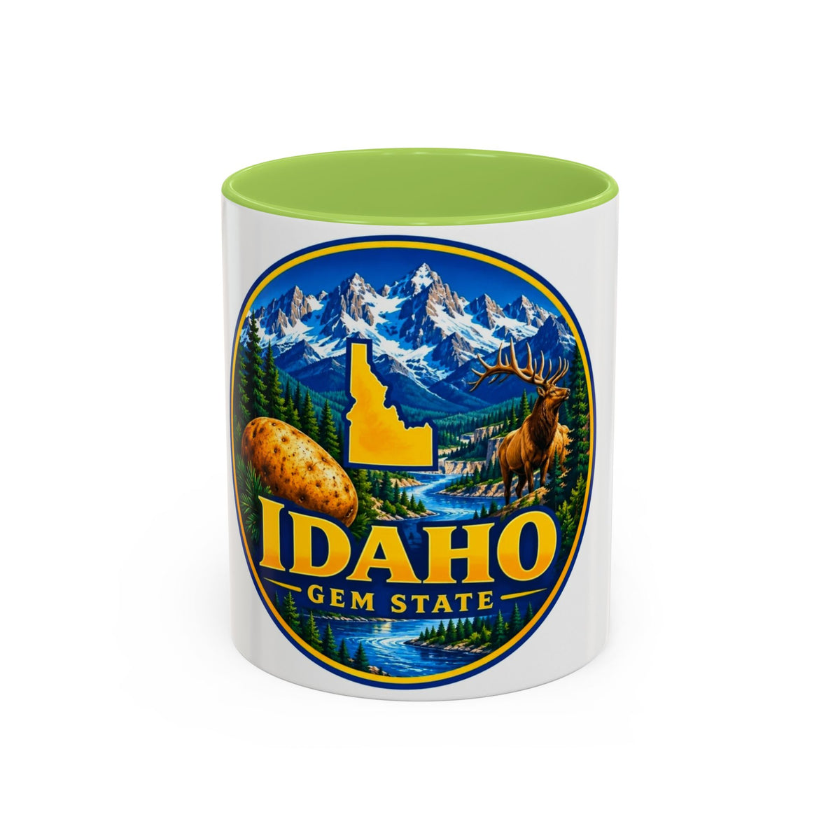 Idaho Gem State Coffee Mug — Mountain, Elk & Potato Travel Souvenir (11/15oz)