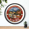 Austria Heritage Wall Clock — Proud Austrian Mountains & Coffee Scene