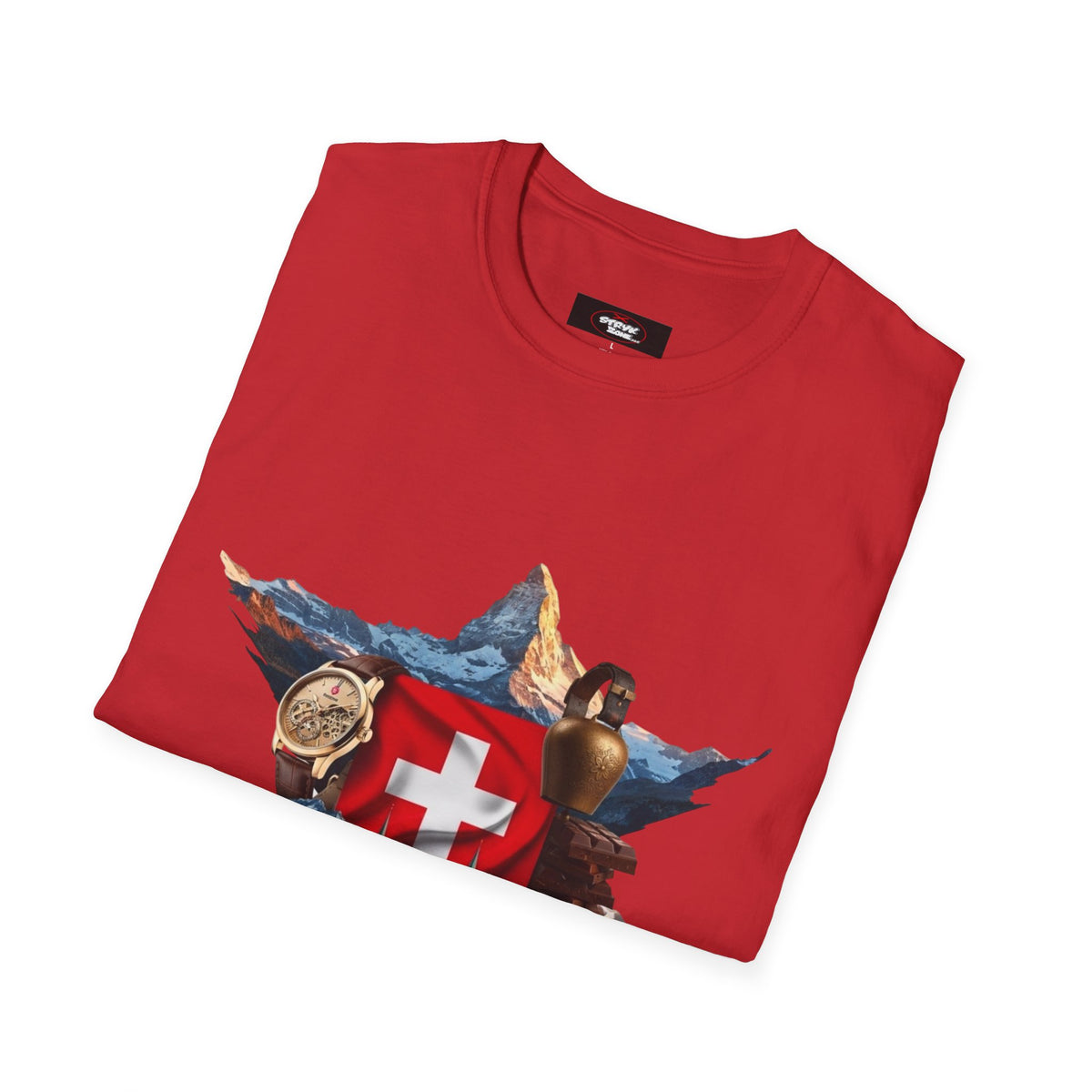 Swiss Crest Graphic T-Shirt — Alpine Flag & Icon Travel Tee