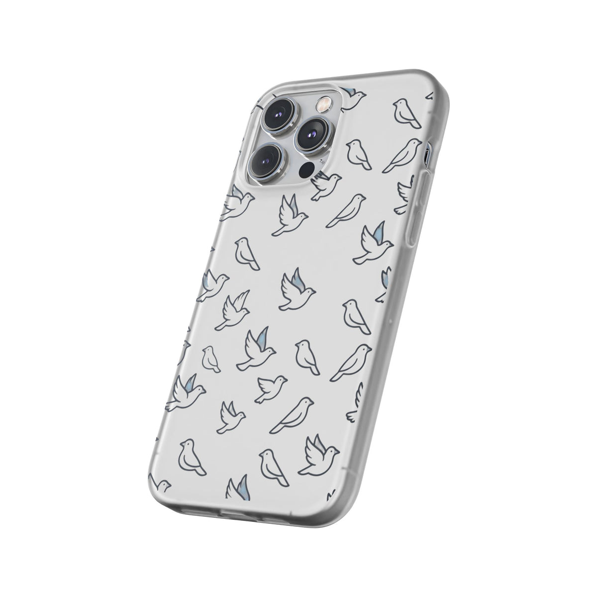 Dove Pattern Flexi Phone Case — Minimal White Bird Protective Case