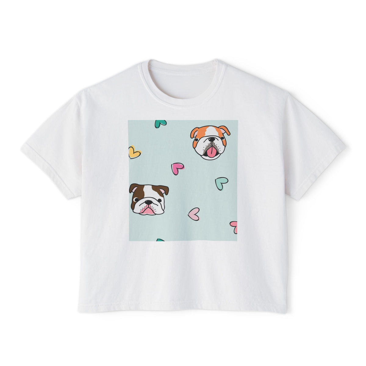 Cute Bulldog Hearts Boxy Tee
