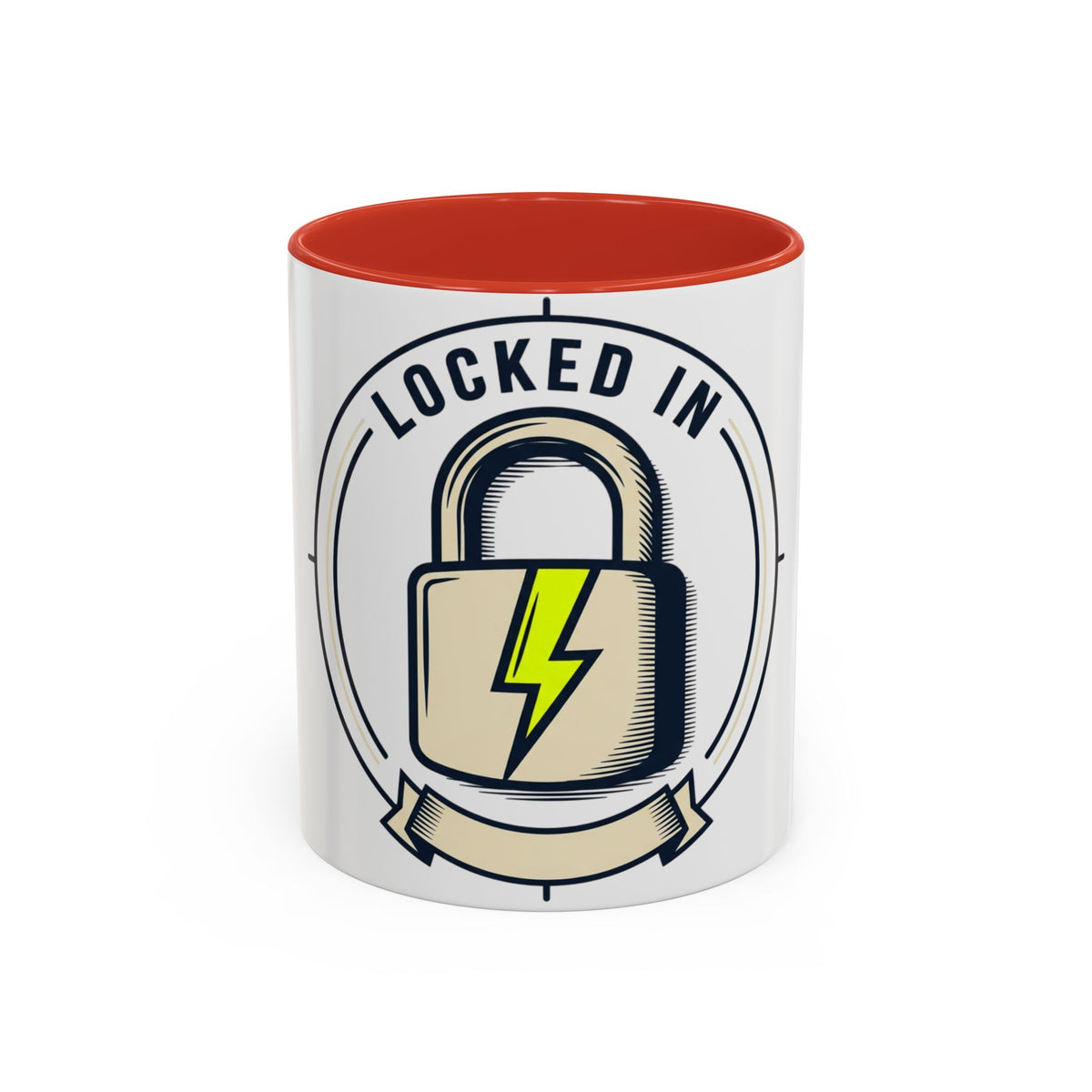 Locked In Accent Coffee Mug — 'Locked In' Motivational Coffee Cup (11/15oz)