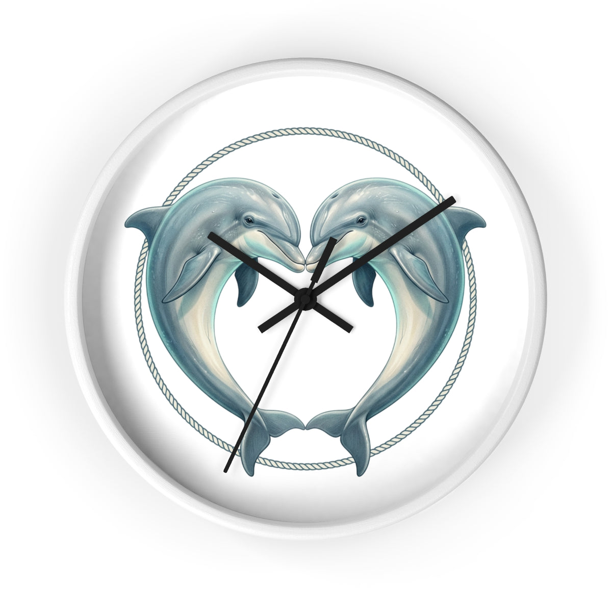 Dolphin Heart Wall Clock — Nautical Coastal Decor for Beach Lovers