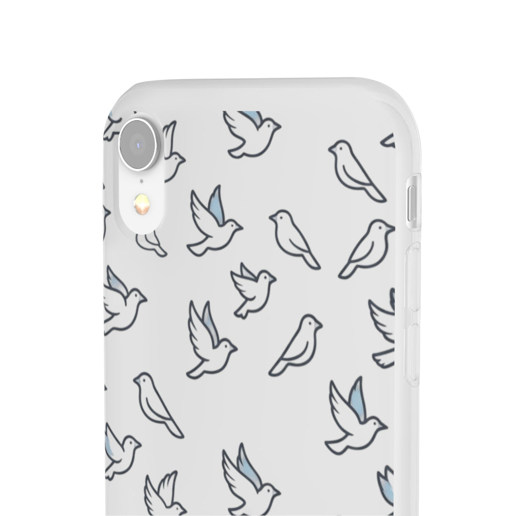 Dove Pattern Flexi Phone Case — Minimal White Bird Protective Case
