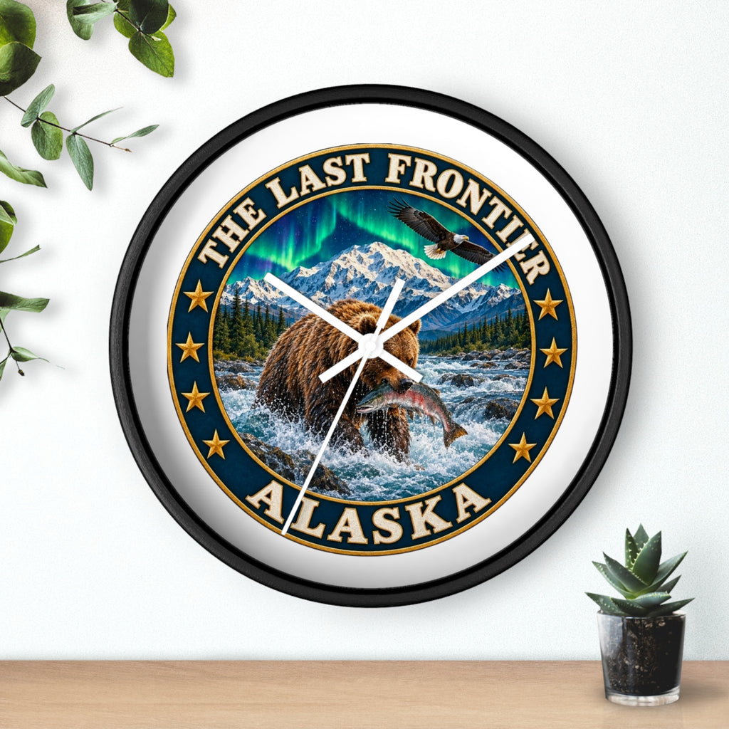 Alaska 'The Last Frontier' Bear Salmon Wall Clock