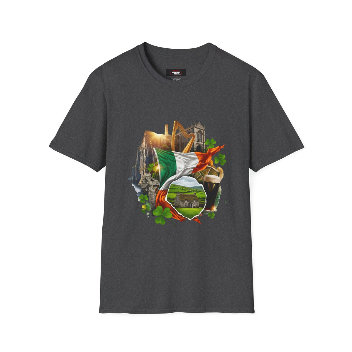 Irish Pride T-Shirt — Celtic Flag & Landmarks Design
