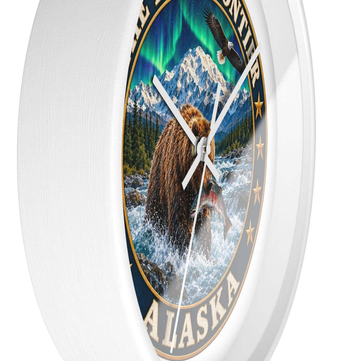 Alaska 'The Last Frontier' Bear Salmon Wall Clock