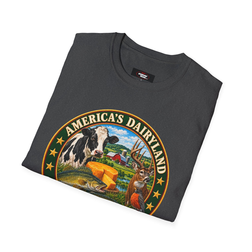 Wisconsin America’s Dairyland T-Shirt — Vintage State Badge Tee