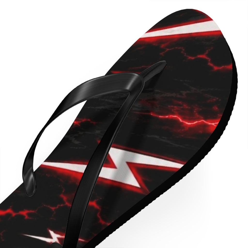 Red Lightning Flip Flops — Bold Storm-Pattern Beach Sandals