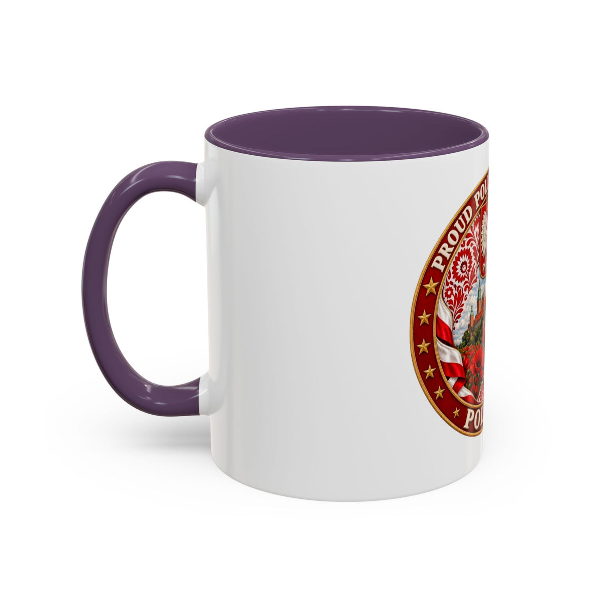 Poland Pride Accent Coffee Mug - "Proud Polish Heritage" Crest, Polish Souvenir Gift
