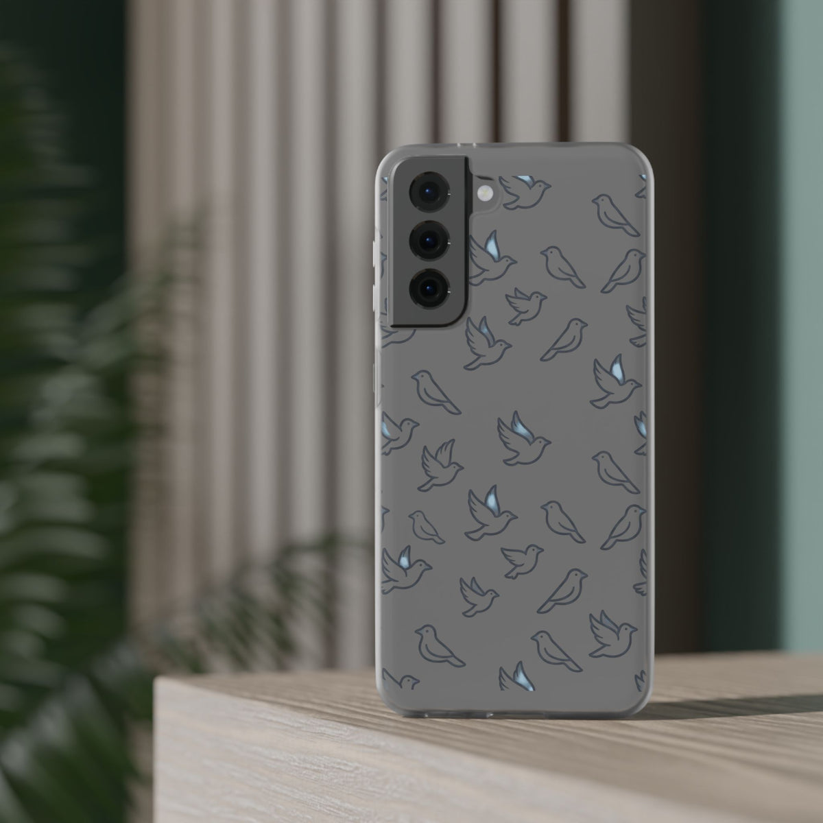 Dove Pattern Flexi Phone Case — Minimal White Bird Protective Case